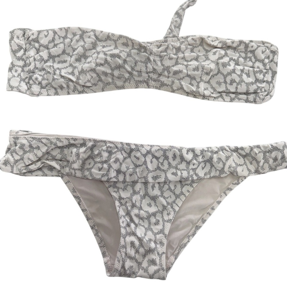 Valimare Bikini Womens Medium Salinas White Grey Leopard Animal Print Luxury